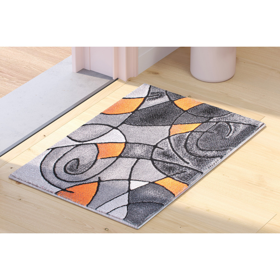 BLNK Jubilee Collection Abstract Olefin Pattern Area Rug with Jute Backing - Orange, 2'W x 3'L