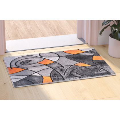 BLNK Jubilee Collection Abstract Olefin Pattern Area Rug with Jute Backing - Orange, 2'W x 3'L