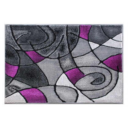 BLNK Jubilee Collection Abstract Olefin Pattern Area Rug with Jute Backing - Purple, 2'W x 3'L