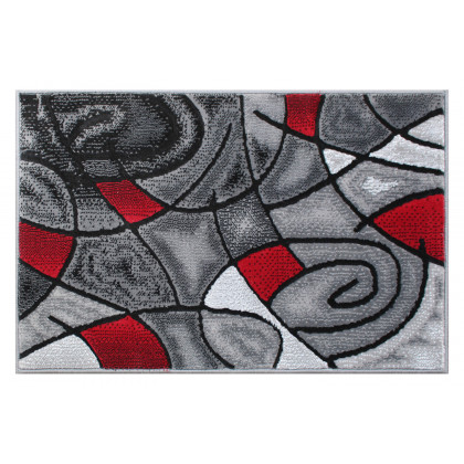 BLNK Jubilee Collection Abstract Olefin Pattern Area Rug with Jute Backing - Red, 2'W x 3'L
