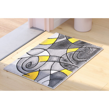 BLNK Jubilee Collection Abstract Olefin Pattern Area Rug with Jute Backing - Yellow, 2'W x 3'L
