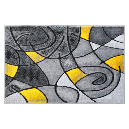 BLNK Jubilee Collection Abstract Olefin Pattern Area Rug with Jute Backing - Yellow, 2'W x 3'L