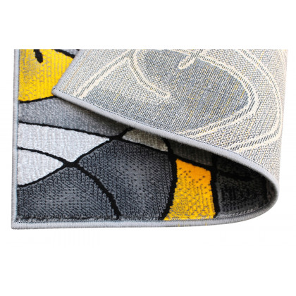 BLNK Jubilee Collection Abstract Olefin Pattern Area Rug with Jute Backing - Yellow, 2'W x 3'L