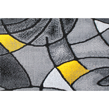 BLNK Jubilee Collection Abstract Olefin Pattern Area Rug with Jute Backing - Yellow, 2'W x 3'L