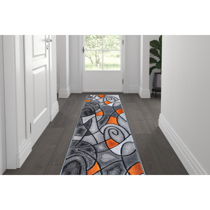 BLNK - Jubilee Collection Abstract Olefin Area Rug with Jute Backing