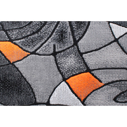 BLNK Jubilee Collection Abstract Olefin Area Rug with Jute Backing - Orange, 2'W x 7'L