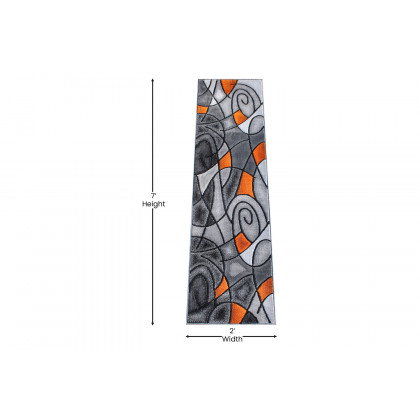 BLNK Jubilee Collection Abstract Olefin Area Rug with Jute Backing - Orange, 2'W x 7'L