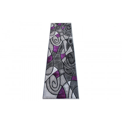BLNK Jubilee Collection Abstract Olefin Area Rug with Jute Backing - Purple, 2'W x 7'L