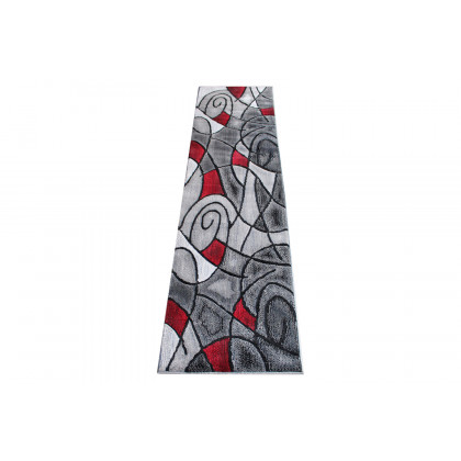 BLNK Jubilee Collection Abstract Olefin Area Rug with Jute Backing - Red, 2'W x 7'L