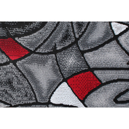 BLNK Jubilee Collection Abstract Olefin Area Rug with Jute Backing - Red, 2'W x 7'L
