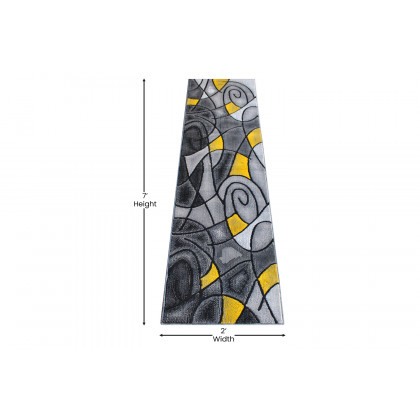 BLNK Jubilee Collection Abstract Olefin Area Rug with Jute Backing - Yellow, 2'W x 7'L