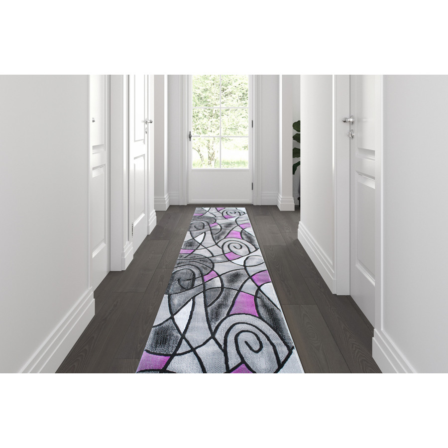 BLNK - Jubilee Collection Abstract Olefin Area Rug in Jute Backing