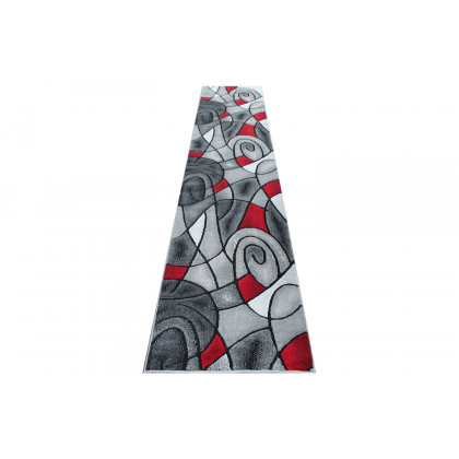 BLNK Jubilee Collection Abstract Olefin Area Rug with Jute Backing - Red, 3'W x 10'L