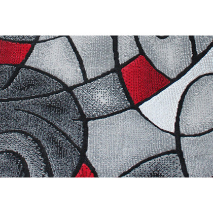 BLNK Jubilee Collection Abstract Olefin Area Rug with Jute Backing - Red, 3'W x 10'L