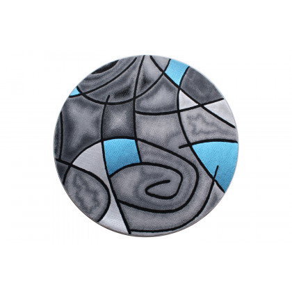 BLNK Jubilee Collection Style 1 Abstract Round Olefin Area Rug with Jute Backing - Blue, 5'W x 5'L