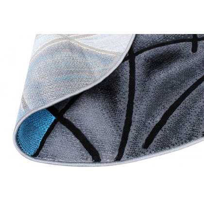 BLNK Jubilee Collection Style 1 Abstract Round Olefin Area Rug with Jute Backing - Blue, 5'W x 5'L