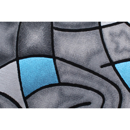 BLNK Jubilee Collection Style 1 Abstract Round Olefin Area Rug with Jute Backing - Blue, 5'W x 5'L