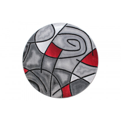 BLNK Jubilee Collection Style 1 Abstract Round Olefin Area Rug with Jute Backing - Red, 5'W x 5'L