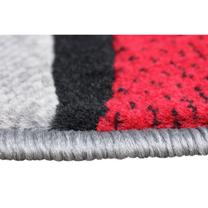 BLNK Jubilee Collection Style 1 Abstract Round Olefin Area Rug with Jute Backing - Red, 5'W x 5'L