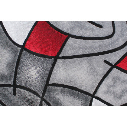 BLNK Jubilee Collection Style 1 Abstract Round Olefin Area Rug with Jute Backing - Red, 5'W x 5'L
