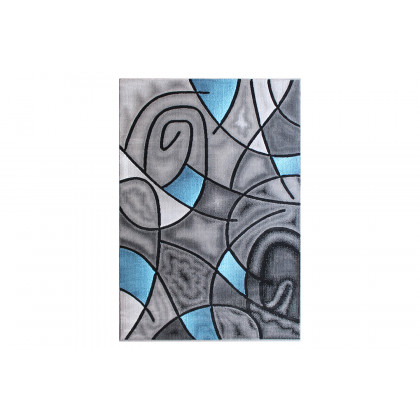 BLNK Jubilee Collection Abstract Olefin Area Rug with Jute Backing - Blue, 5'W x 7'L
