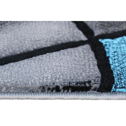 BLNK Jubilee Collection Abstract Olefin Area Rug with Jute Backing - Blue, 5'W x 7'L