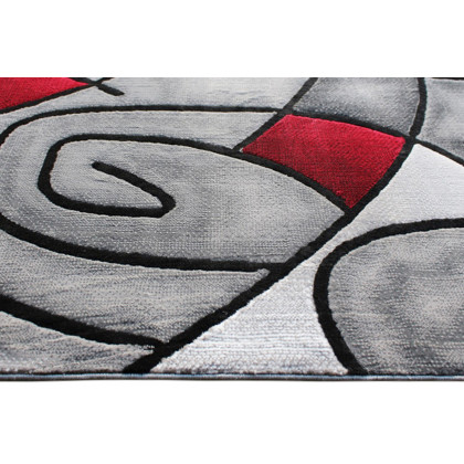 BLNK Jubilee Collection Abstract Olefin Area Rug with Jute Backing - Red, 5'W x 7'L