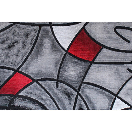 BLNK Jubilee Collection Abstract Olefin Area Rug with Jute Backing - Red, 5'W x 7'L