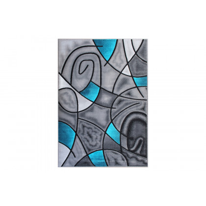BLNK Jubilee Collection Abstract Olefin Area Rug with Jute Backing - Turquoise, 5'W x 7'L