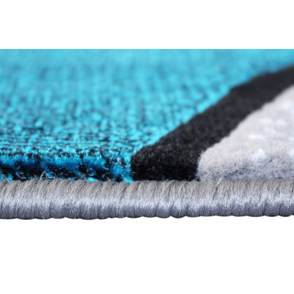 BLNK Jubilee Collection Abstract Olefin Area Rug with Jute Backing - Turquoise, 5'W x 7'L