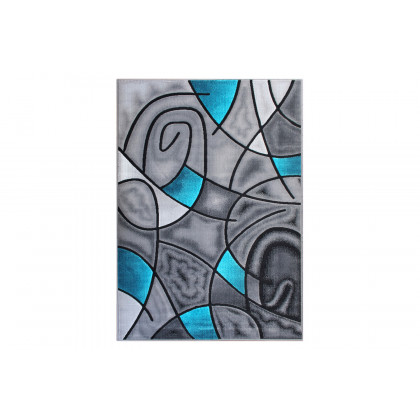 BLNK Jubilee Collection Abstract Olefin Area Rug with Jute Backing - Turquoise, 6'W x 9'L