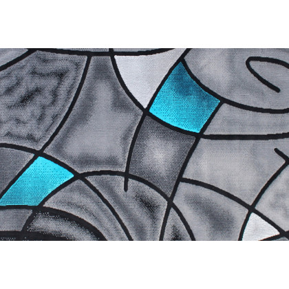BLNK Jubilee Collection Abstract Olefin Area Rug with Jute Backing - Turquoise, 6'W x 9'L