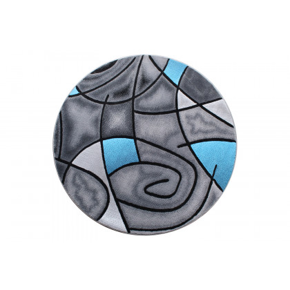 BLNK Jubilee Collection Style 1 Abstract Round Olefin Area Rug with Jute Backing - Red, 7'W x 7'L