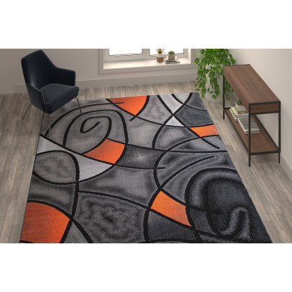 BLNK - Jubilee Collection Abstract Olefin Area Rug with Jute Backing