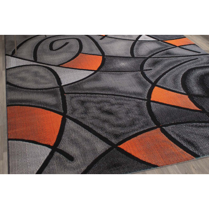 BLNK Jubilee Collection Abstract Olefin Area Rug with Jute Backing - Orange, 8'W x 10'L