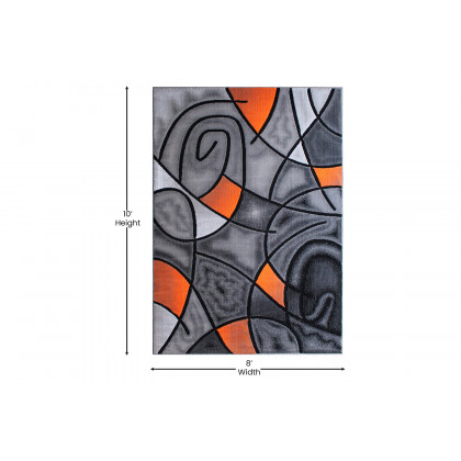 BLNK Jubilee Collection Abstract Olefin Area Rug with Jute Backing - Orange, 8'W x 10'L