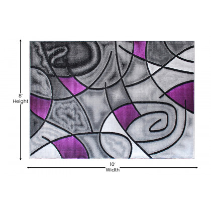 BLNK Jubilee Collection Abstract Olefin Area Rug with Jute Backing - Purple, 8'W x 10'L
