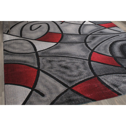 BLNK Jubilee Collection Abstract Olefin Area Rug with Jute Backing - Red, 8'W x 10'L