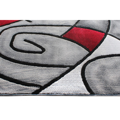 BLNK Jubilee Collection Abstract Olefin Area Rug with Jute Backing - Red, 8'W x 10'L