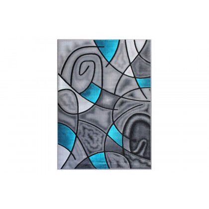 BLNK Jubilee Collection Abstract Olefin Area Rug with Jute Backing - Turquoise, 8'W x 10'L