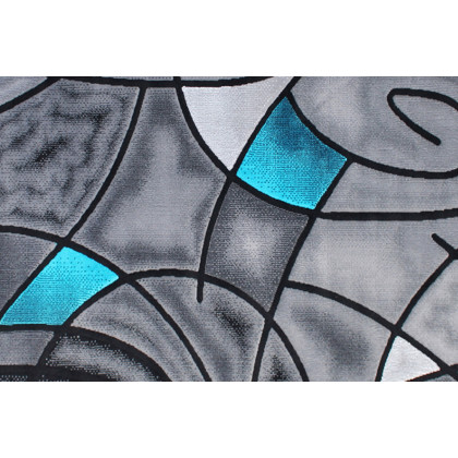 BLNK Jubilee Collection Abstract Olefin Area Rug with Jute Backing - Turquoise, 8'W x 10'L