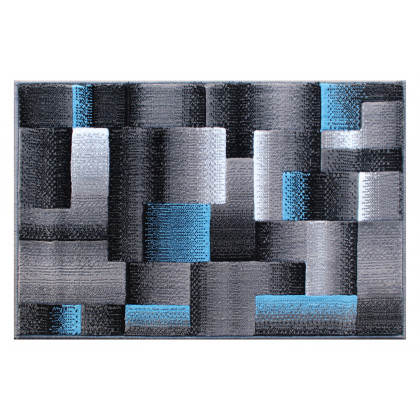 BLNK Elio Collection Olefin Color Blocked Area Rug with Jute Backing - Blue, 2'W x 3'L
