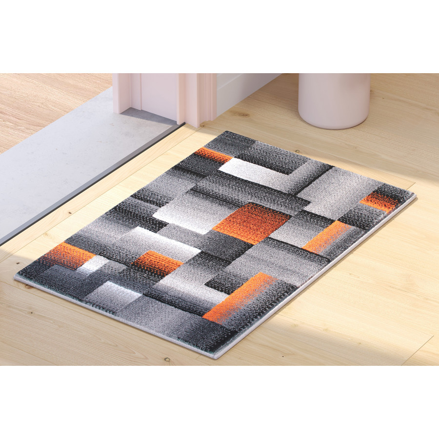BLNK Elio Collection Olefin Color Blocked Area Rug with Jute Backing - Orange, 2'W x 3'L