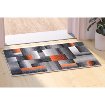 BLNK Elio Collection Olefin Color Blocked Area Rug with Jute Backing - Orange, 2'W x 3'L