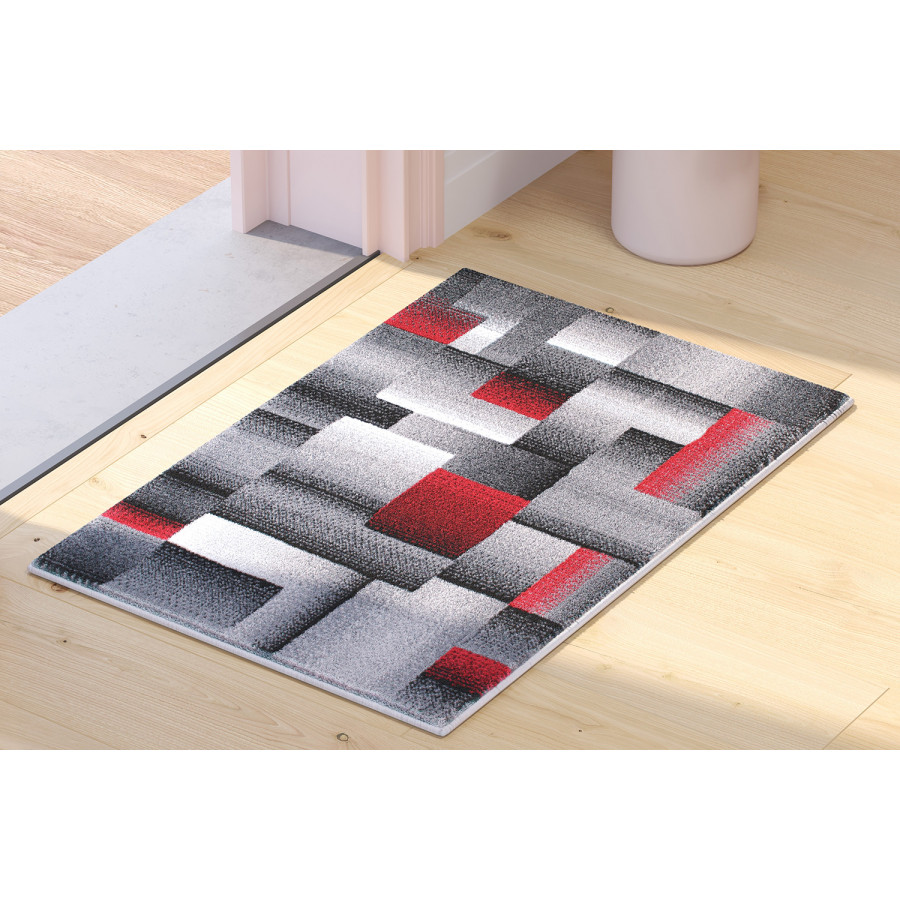 BLNK Elio Collection Olefin Color Blocked Area Rug with Jute Backing - Red, 2'W x 3'L
