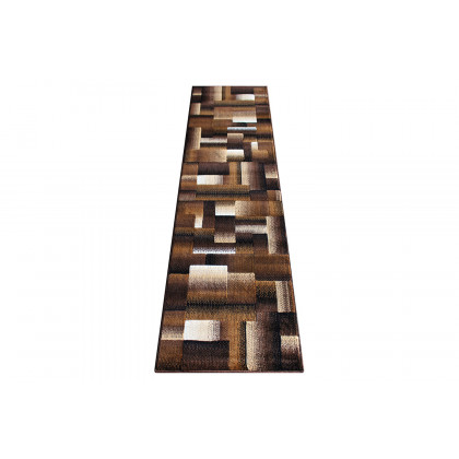 BLNK Elio Collection Olefin Color Blocked Area Rug with Jute Backing - Chocolate, 2'W x 7'L