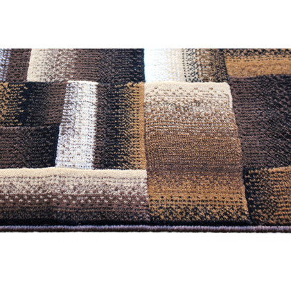 BLNK Elio Collection Olefin Color Blocked Area Rug with Jute Backing - Chocolate, 2'W x 7'L