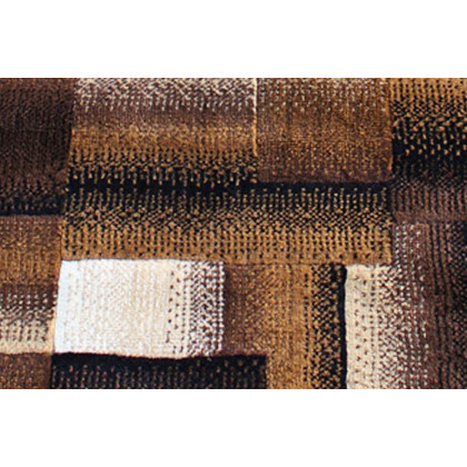 BLNK Elio Collection Olefin Color Blocked Area Rug with Jute Backing - Chocolate, 2'W x 7'L