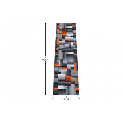 BLNK Elio Collection Olefin Color Blocked Area Rug with Jute Backing - Orange, 2'W x 7'L