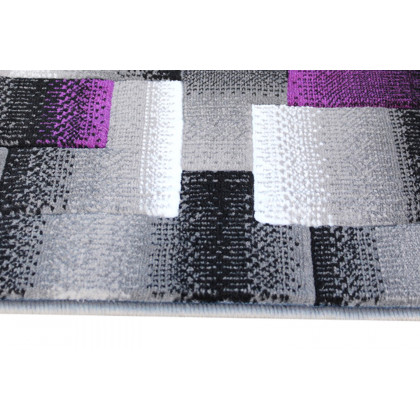 BLNK Elio Collection Olefin Color Blocked Area Rug with Jute Backing - Purple, 2'W x 7'L